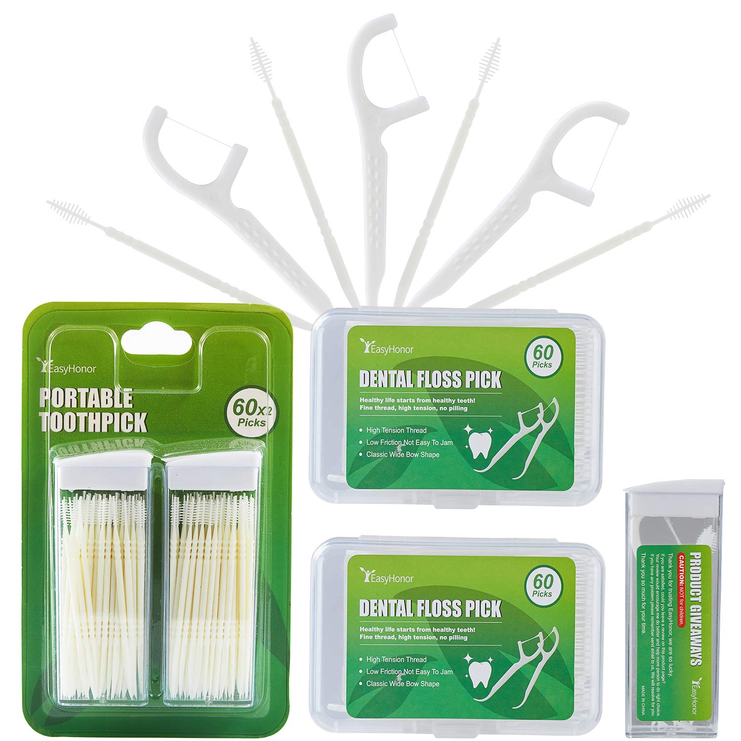 Dental Floss Picks 120 Counts, 2 Travel Floss Cases, And Toothpicks 120 Counts,2 Boxes .Gift 1 Mini Toothpick Box.
